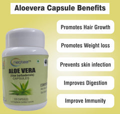 Neotea Aloe Vera Capsules 500mg, Boosts The Immunity Of Your Body | 100 Capsules, 200gm 0.4lbs
