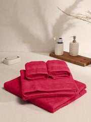 Monte Carlo Solid 2 Bath Towel & 2 Hand Towel 1400 Gsm (Dark Red)