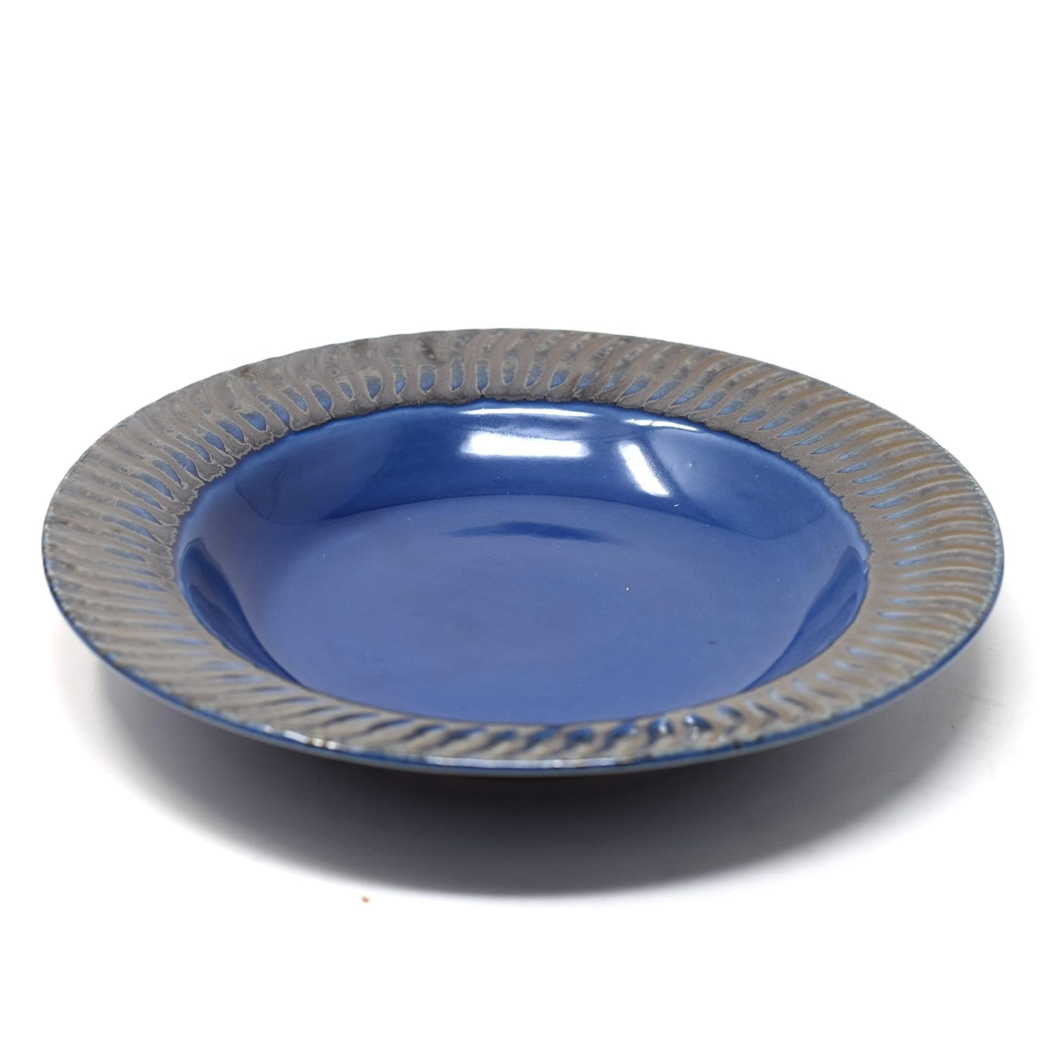 Midnight Blue Ceramic Pasta Plates - 2 Pieces | Handcrafted Multi Purpose Ceramic Deep Plates, Snack Plates, Starter Plates - 9.5 Inch, Microwave Safe & Dishwasher Safe