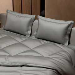 Comforter Set With Double Bedsheet & Pillow Covers - 90 X 100 Inches, Mist Grey | Complete Bedding Set, Ideal Gifts For Couples, Bedroom Home Furnishing, Date Night