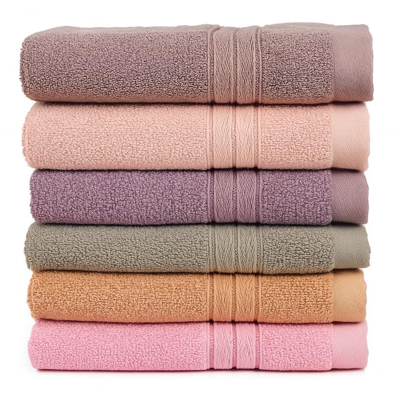 Furnofy Premium Cotton Hand Towels Set Of 6 (Pastel Colour)