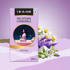 TE-A-ME Melatonin Chamomile Sleep Tea - Pack Of 4 X 25 Infusion Tea Bags | Chamomile Tea For Good Sleep - Made With Melatonin, Chamomile Flowers, Passion Herb, Lavender Flower | Caffeine Free