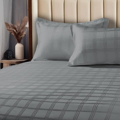 Pure Cotton Bedsheet King Size With 2 Matching Pillow Cover - 108 X 108 Inches, Grey | Luxurious 300 Thread Count | Breathable And Comfortable - Ideal For All-Season Use