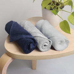 Heelium Bamboo Face Towel 600 Gsm | Ultra Absorbent & Odour-Free 3x Softer Than Cotton Towels | Pack Of 3 -Blue, White & Light Grey
