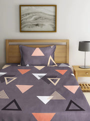 1 Single Bedsheet With 1 Pillow Cover - Size 42 X 75 X 8 Inches, Grey | Cotton Elastic Fitted All Around Bedsheet - Super Soft Premium Brushed Glace Cotton Bedsheet