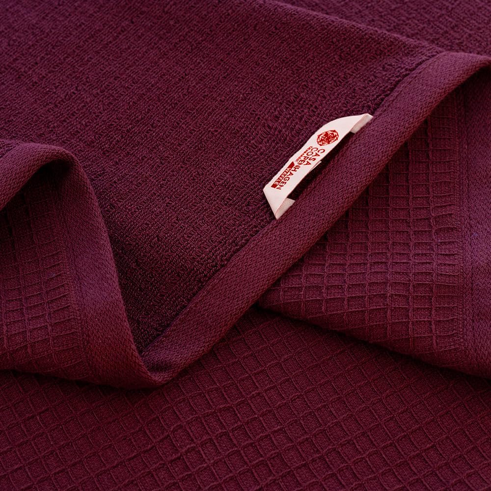 Casa Copenhagen Egyptian Cotton Waffle Large Size Bath Towel 500 Gsm (Burgundy)