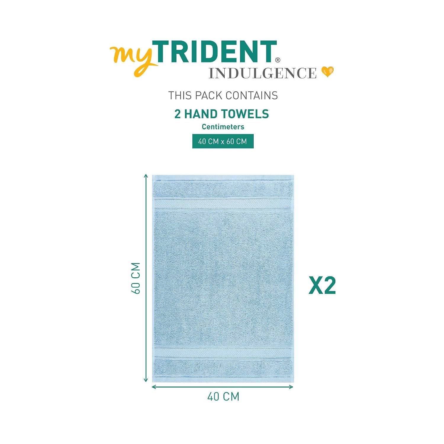 Mytrident Indulgence Collection Hand Towel 400 Gsm | 100% Cotton For Men & Women Hand Towel - Bora Blue (Pack Of 2)