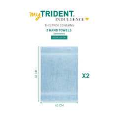 Mytrident Indulgence Collection Hand Towel 400 Gsm | 100% Cotton For Men & Women Hand Towel - Bora Blue (Pack Of 2)