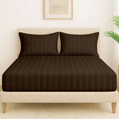 100% Cotton 1 Double Bedsheet For King Size With 2 Pillow Covers | 78 X 72 Inches, Dark Brown - 130 Thread Count Soft & Comfortable | Ideal For Guest Room, Hotel
