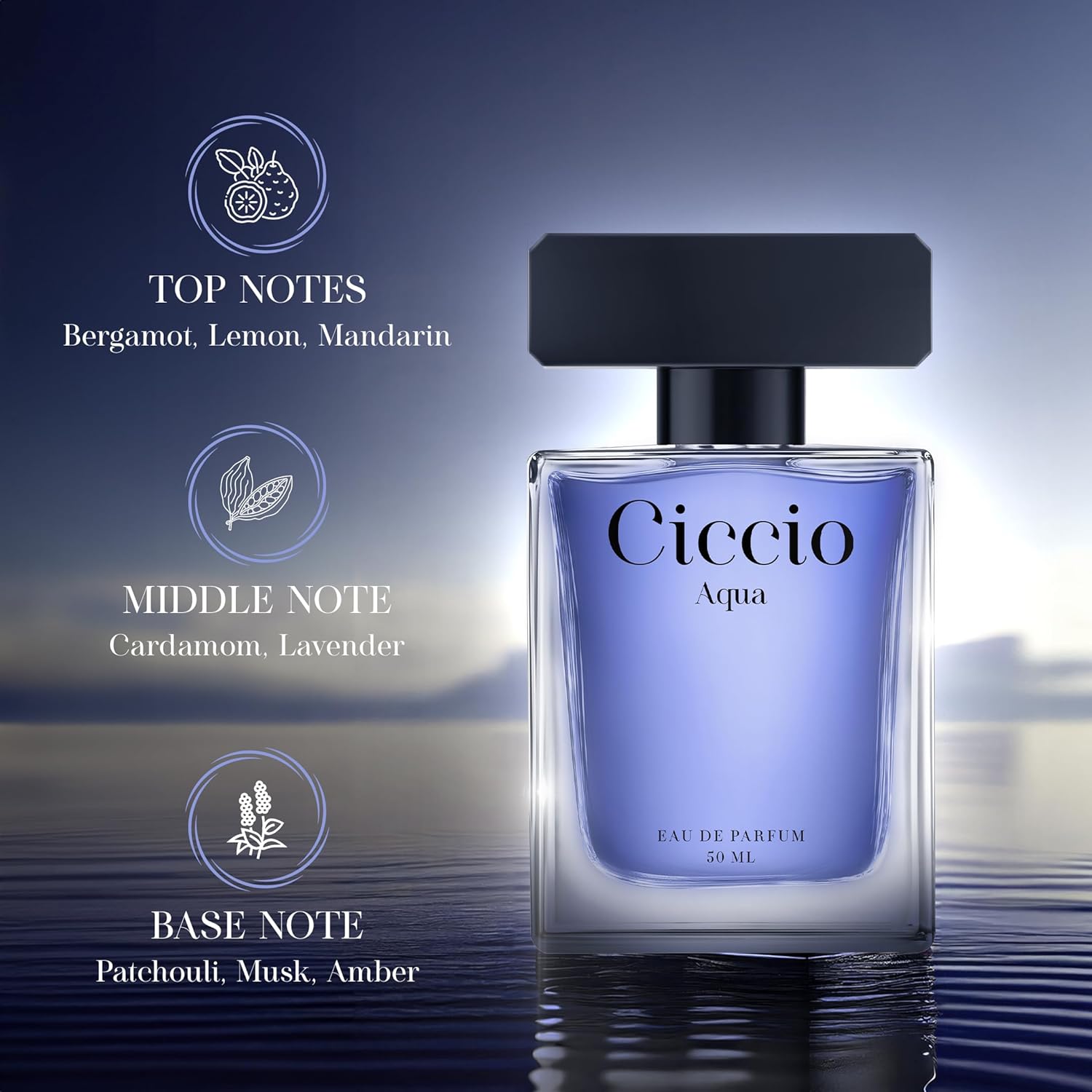 Ciccio Aqua Eau De Parfum 50ml 1.7 Fl.oz. Masculine Fragrance | Long Lasting