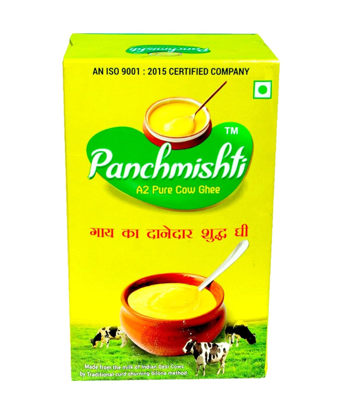 Organic Pure A2 Pure Ghee By Panchmishti | Good Source Of Vitamin A & Healthy Desi Danedar Cow Ghee Perfect For Laddus | (1 Litr) 33.8 Ounce | Box Pack