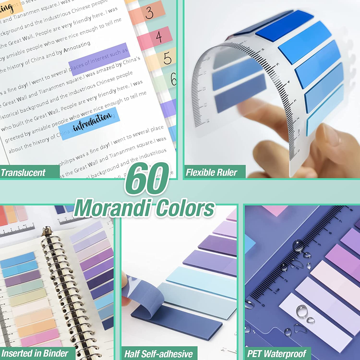 Sticky Notes, Rectangular Index Notes 200, 10 Colors, Arrow Flags 400, 5 Color, Combo - 810 Pcs