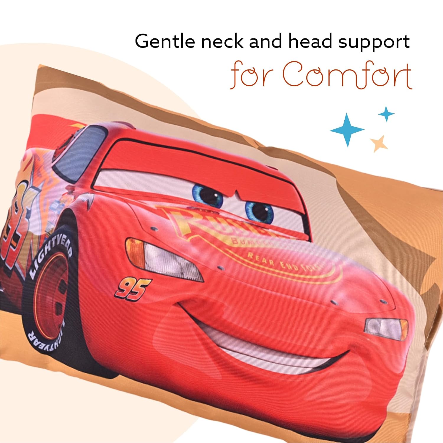 Soft & Cozy Pillow For Kid's - Comfortable Pillow For 2 Year Old's Disney Car - 12x18 Inches | Microfiber Pillow Suitable For All Sleepers, Multipurpose & Comfortable - Pack Of 1