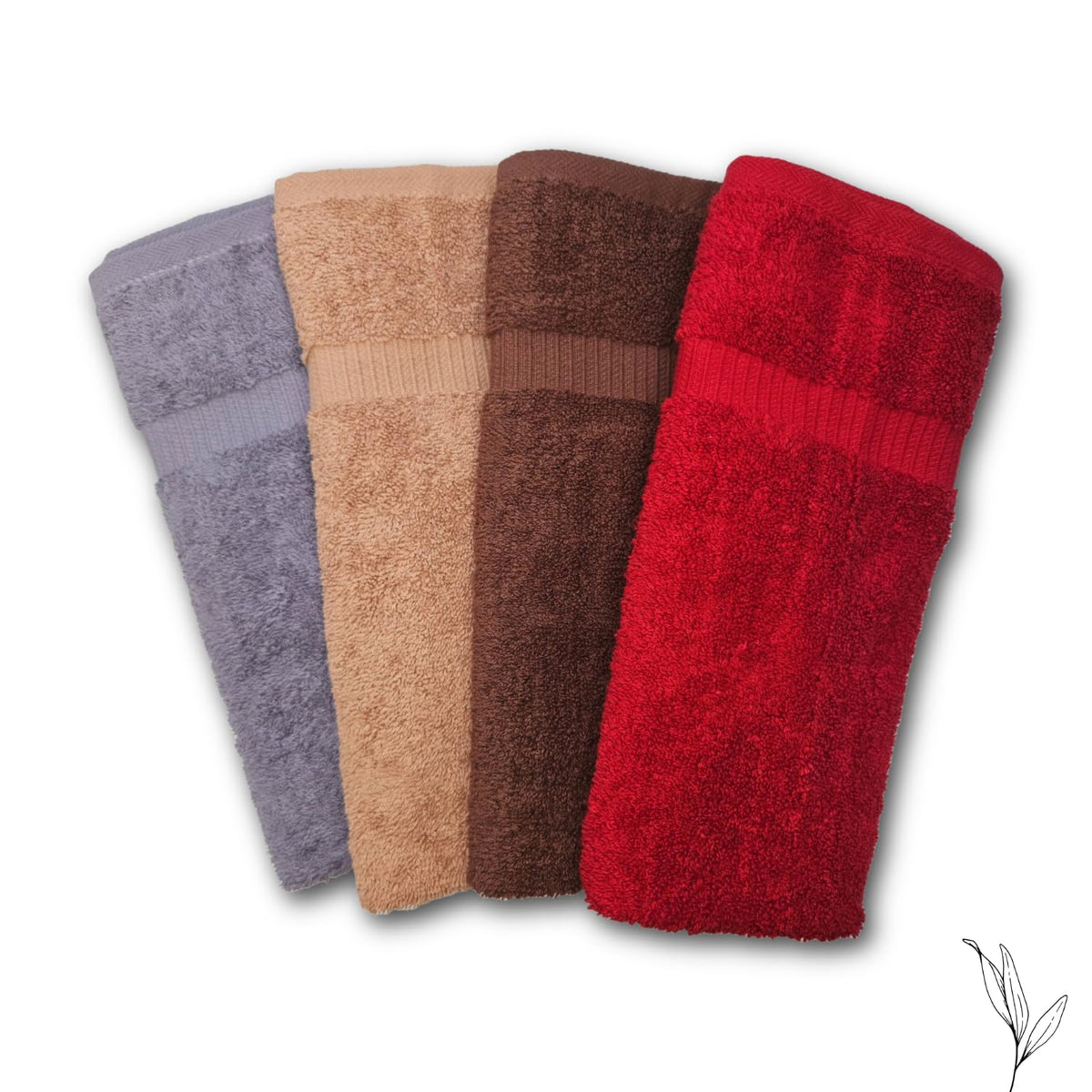 Nive Home Linens 100% Cotton Hand Towel 800 Gsm | Ultra Soft, Thick & Super Absorbent, Quick Dry Hand Towel (Gray, Dark Beige, Dark Brown & Red) - 4 Pcs