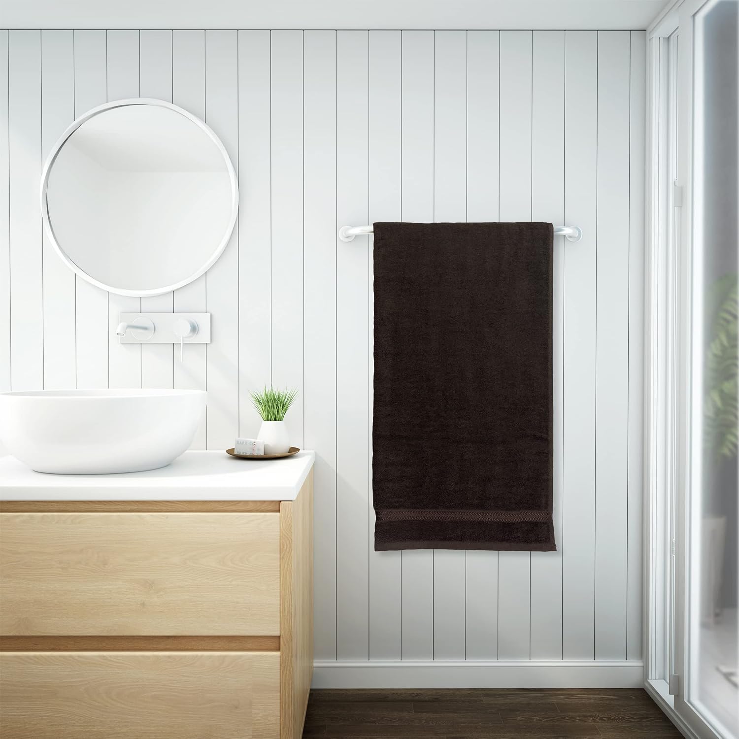 Welspun 100% Cotton Bath Towel 500 Gsm | Anti Bacterial Bright Colours High Absorbency Cotton Bath Towels (Dark Brown)