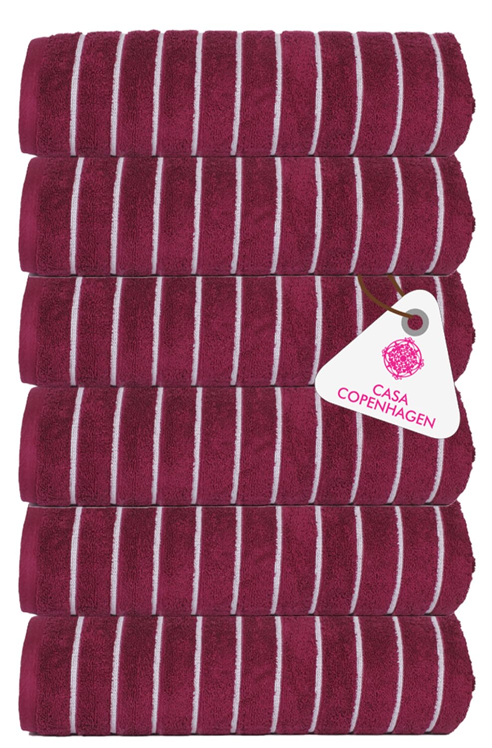 Casa Copenhagen Egyptian Cotton Ecstatic Hand Towel 740 Gsm (Burgundy)- 6 Pcs