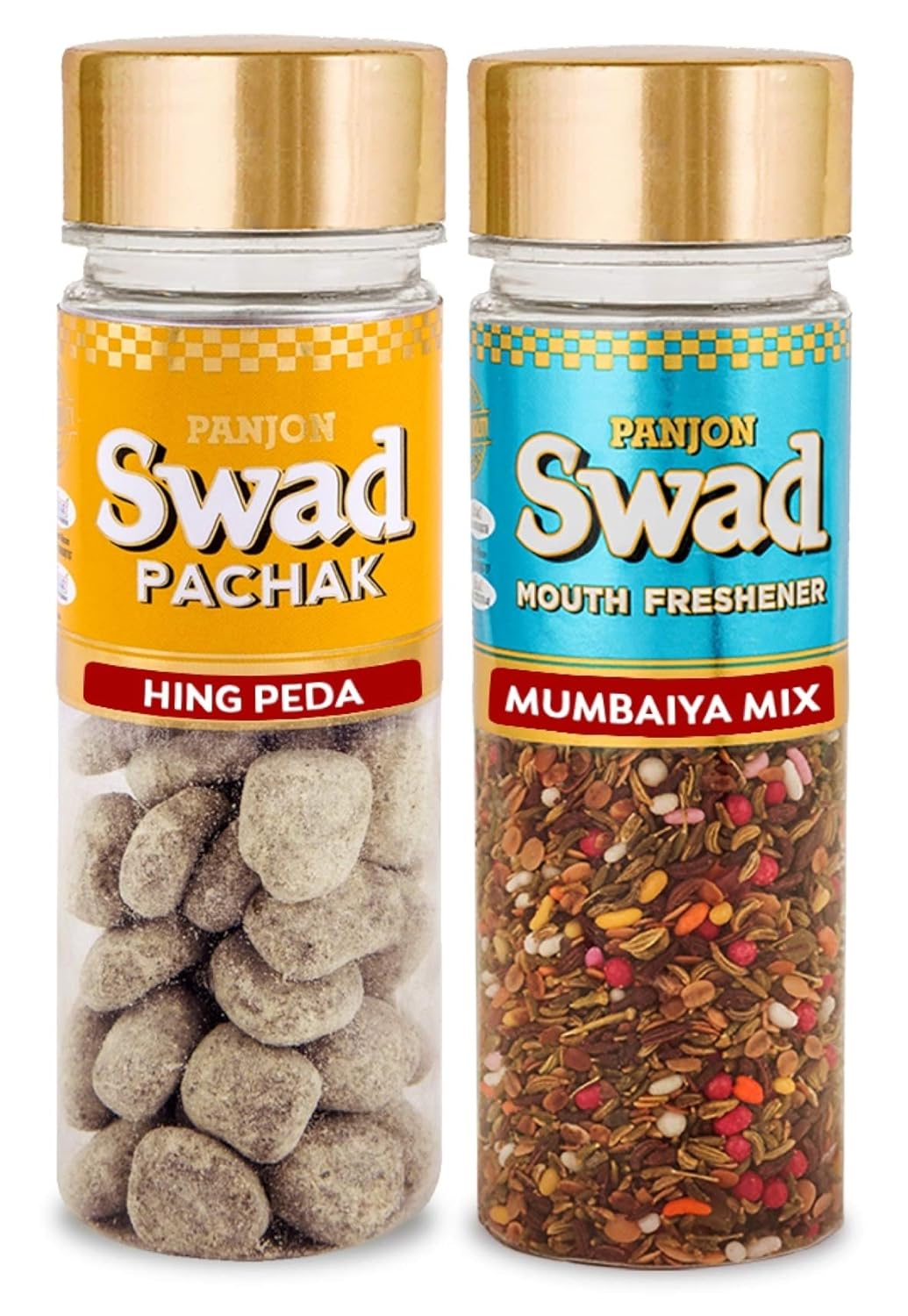 Panjon Swad Hing Peda & Mumbaiya Mix Mouth Fresheners 250gm, (125gm *2 Bottles)