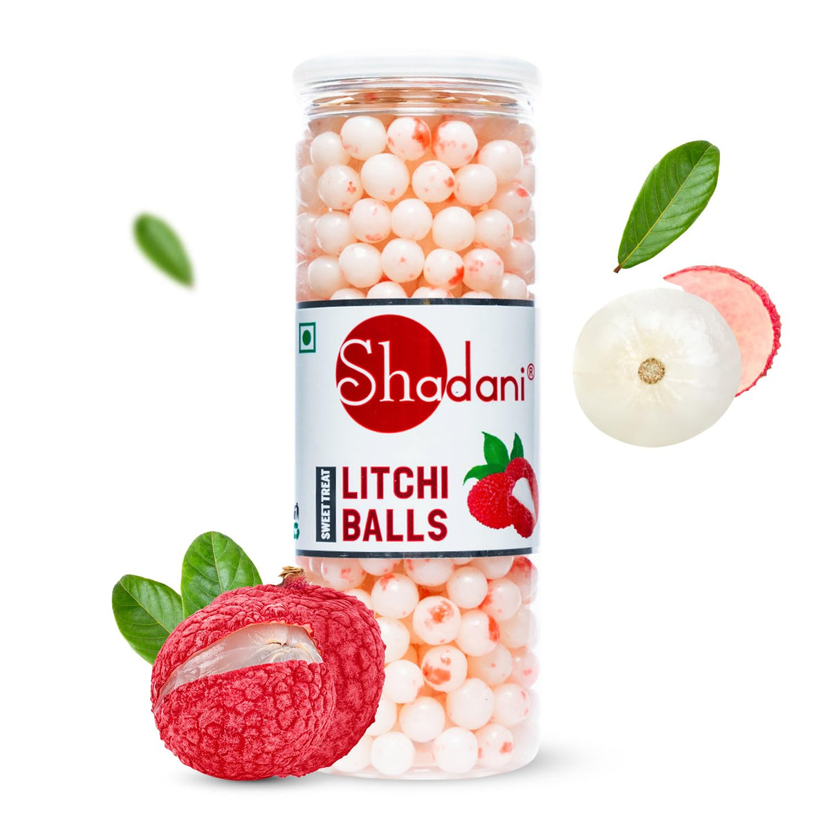 Shadani Litchi Ball Candies Can (240g) Litchi Flavoured Candy Balls Fruit Jar