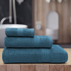 Sassoon Anatolia Bath + Hand & Face Towel 900 Gsm (Teal) - Pack Of 3