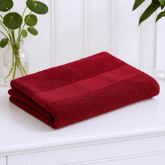 Earthy Fables Basic Bath Towel 400 Gsm Pure Carded Cotton, Soft, Absorbent, Quick Dry & Skin-Friendly Towel, (Wine)