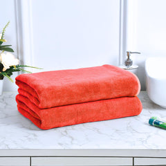 Black Gold The Finer Touch Microfiber Bath Towels 1000 Gsm | Super Absorbent, Lightweight, Ultra-Soft, Fade Resistant (Red) - Pack Of 2