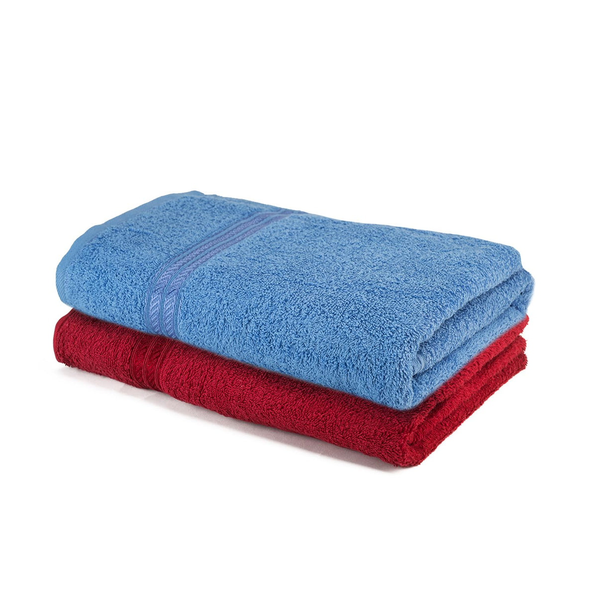 Comforic 100% Cotton Bath Towels 600 Gsm | Large Size Bath Towel For Men & Women Quick Dry, Super Soft & Absorbent Gym Towel, Travel Towel (Fiery Red & Kashmir Blue)- Pack Of 2