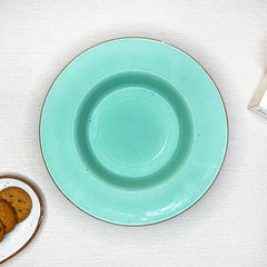 Ocean Green Ceramic Pasta Plates - 2 Pieces | Handcrafted Multi Purpose Ceramic Deep Plates, Snack Plates, Starter Plates - 9 Inch, Microwave Safe & Dishwasher Safe