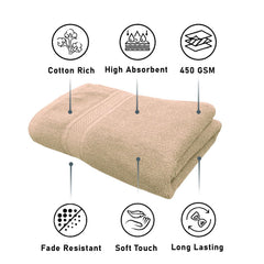Luxe Home Cotton Bath Towel 450 Gsm | Quick Dry Large Size Bathroom Towels For Men & Women, Home, Kitchen, Gym, Spa (Taupe)