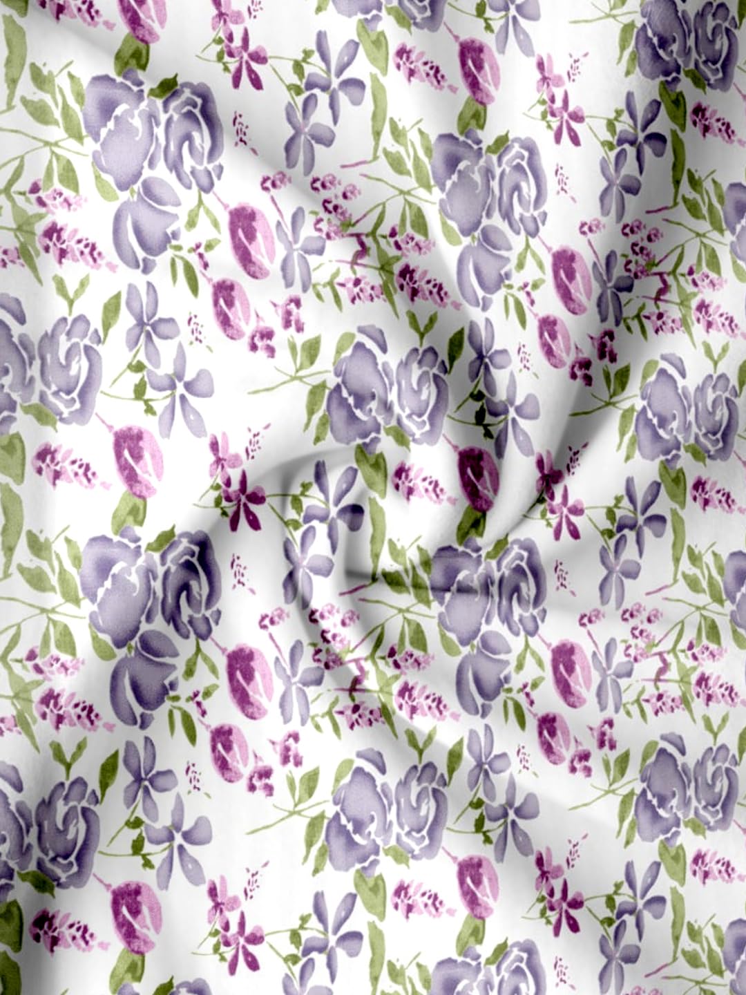 Queen Size Elastic Fitted Bedsheet With 2 Pillow Covers (Size 60 X 78 Inches) White & Lilac | Good For Home, Hotel, Villa, Resort & Guest House Bedsheets