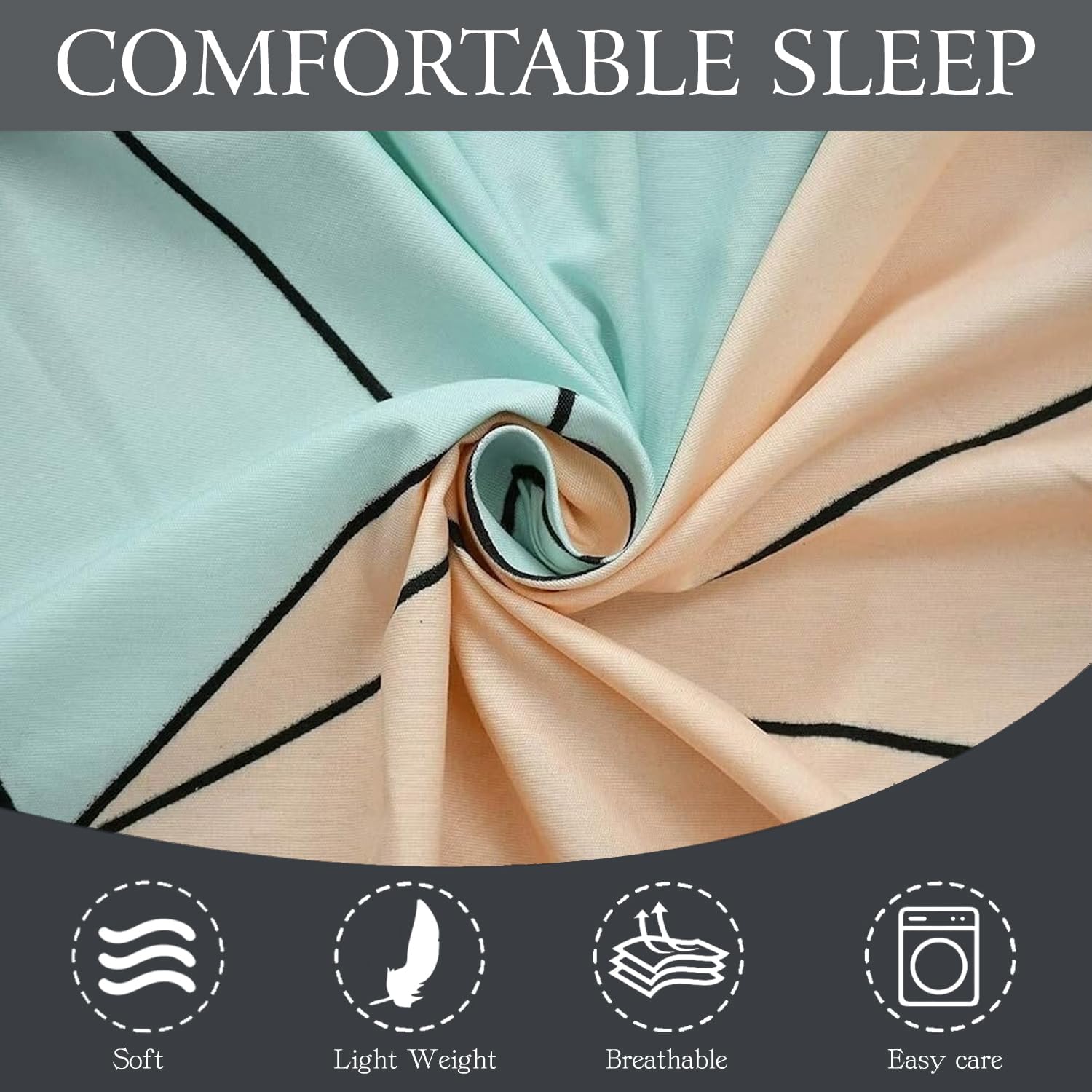Microfiber Single Bedsheet Set With 1 Pillow Covers (60 X 90 Inches) Peach & Green | Durable & Long-Lasting | 144 Thread Count | Wrinkle Free