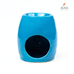 AQUA HANDCRAFTED SMALL CERAMIC BURNER WITH 1 T-LIGHT CANDLE | ROUND SHAPE