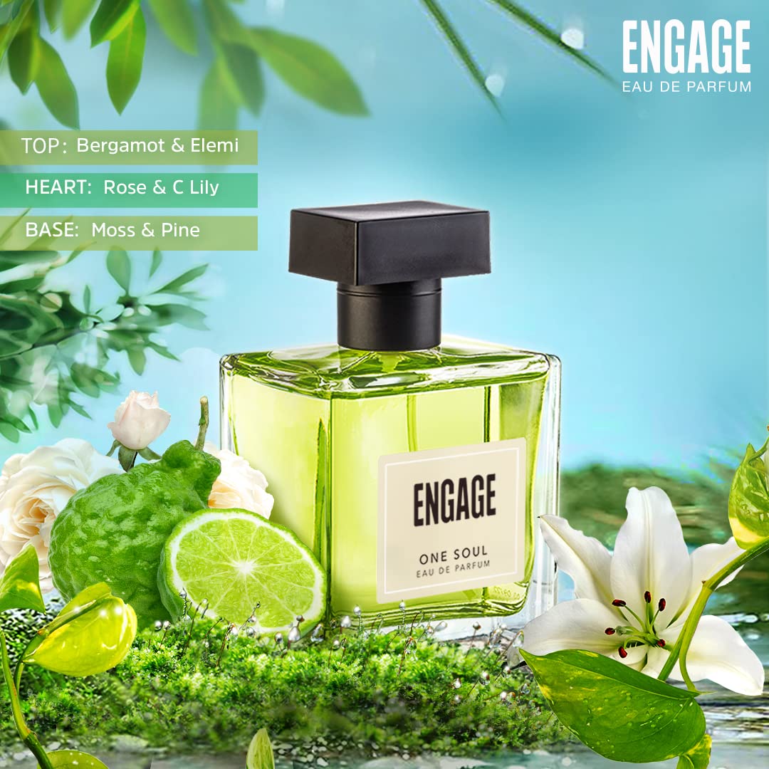 Engage One Soul Eau De Parfum 100ml 3.4 Fl.oz. For Unisex & Long Lasting Pefume , Citrus &  Spicy Fragrance , Free Tester With Pack