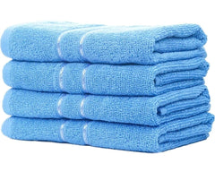 Sheevshakti Cotton Hand Towel 600 Gsm | Quick Dry Attractive Border Soft Extra Absorbency Hand Towels (Blue) - Set Of 4