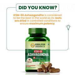 Himalayan Organics Ashwagandha 1000mg, Boost Energy, Strength, Stamina Helps Anxiety & Stress Relief For Men & Women | 60 Capsules 100gm 0.2lbs