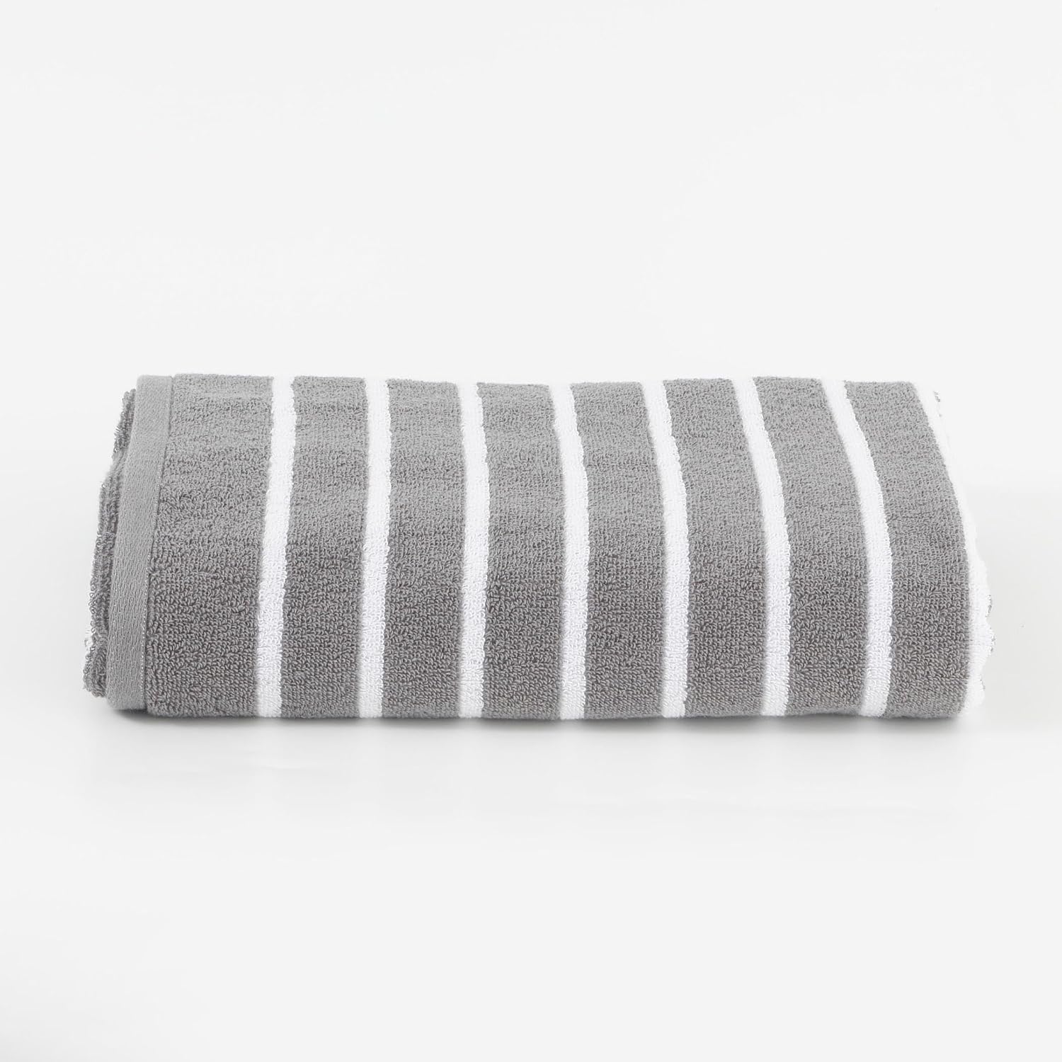 Home Centre Refresh Essence Cotton Striped Bath Towel 450 Gsm (Grey)
