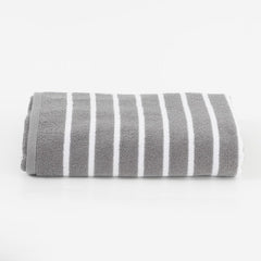 Home Centre Refresh Essence Cotton Striped Bath Towel 450 Gsm (Grey)