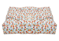 Microfiber Square Chair Pad Seat Cushion For Rocking Chair, Flower Printed, White - 18 X 18 Inch | Standard Size, For Office Chair, Dinning Chair, Indoor, Outdoor, Back Support, Washable