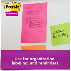 Super Sticky Notes, 4" X 6", Miami Collection, 4 Pads Per Pack, 45 Sheets Per Pad, Lined