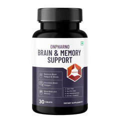 Onpharno Brain & Memory Support, For Improved Memory, Focus & Clarity, Enhance Cognitive Function, Potent Formula With Brahmi, Ginseng, Ginkgo Biloba, L- Theanine | 30 Tablets 100gm 0.2lbs