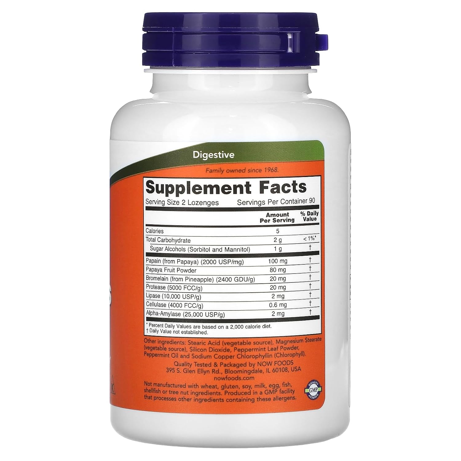 Now Foods, Chewable Papaya Enzymes, Digestive Health Support | 180 Lozenges, 300gm 0.66lbs