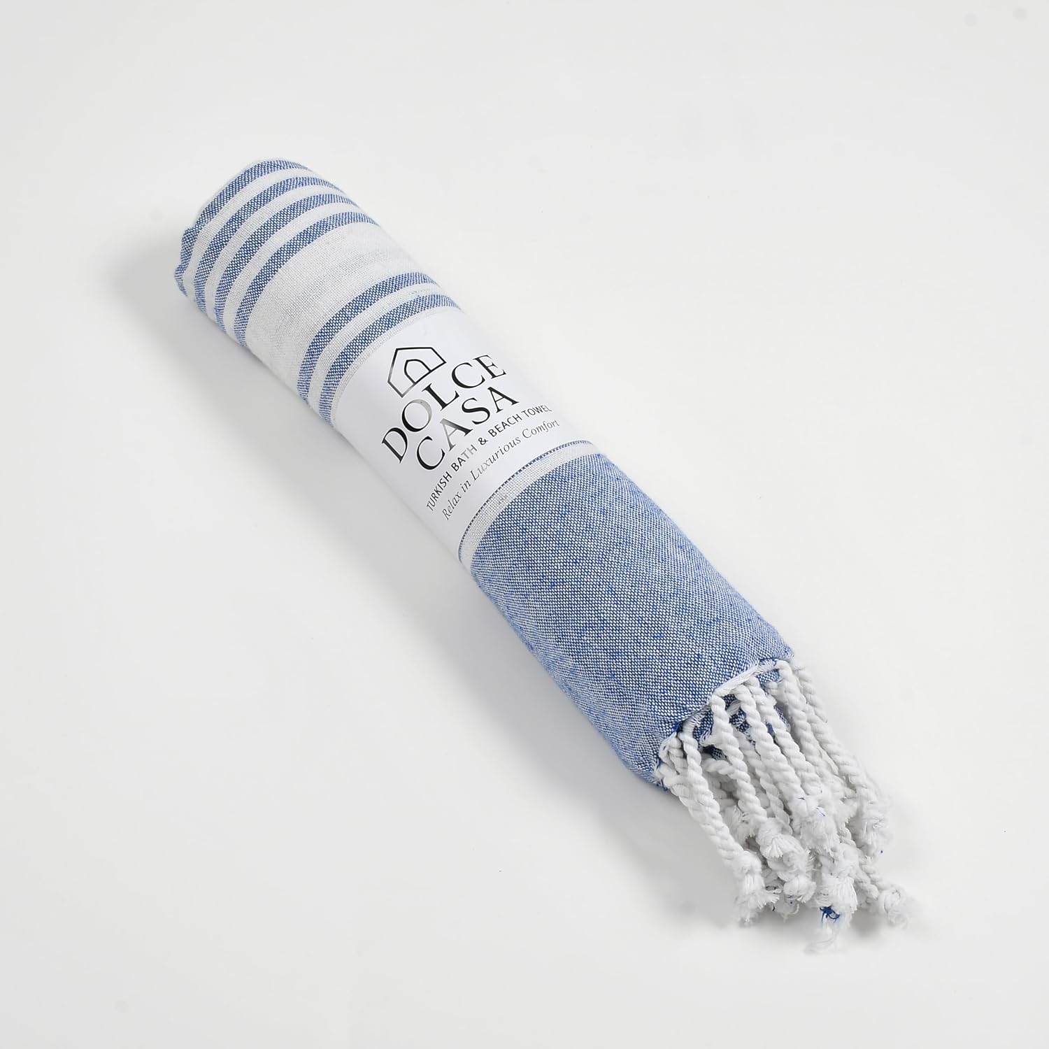 Dolce Casa 100% Cotton Turkish Fouta Towel 400 Gsm | Extra Large Full Size Cotton Bath Towel (Dark Blue)