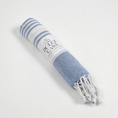 Dolce Casa 100% Cotton Turkish Fouta Towel 400 Gsm | Extra Large Full Size Cotton Bath Towel (Dark Blue)