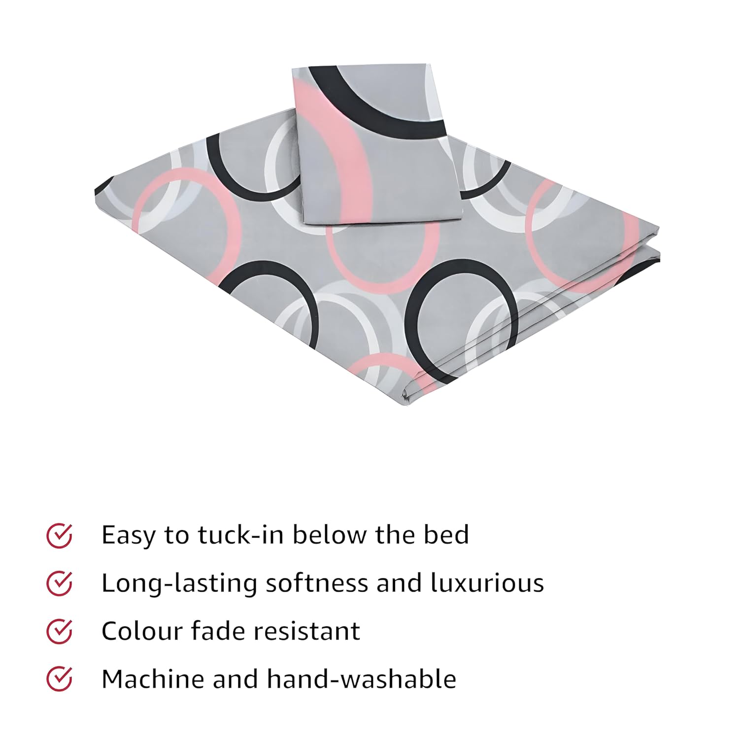 Single Bedsheet With 1 Pillow Covers - 60 X 90 Inches, Light Grey | Soft Wrinkle Free Breathable Easy Care | Color Fade Resistant Bedsheet