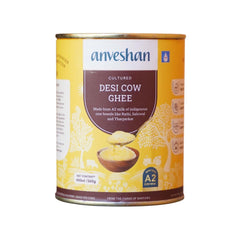 100% Natural A2 Cultured Desi Cow Ghee By Anveshan | High In Vitamins A, D & Healthy Bilona Method Desi Ghee Good For Dishes | (400ml) 13.5 Ounce | Tin Pack