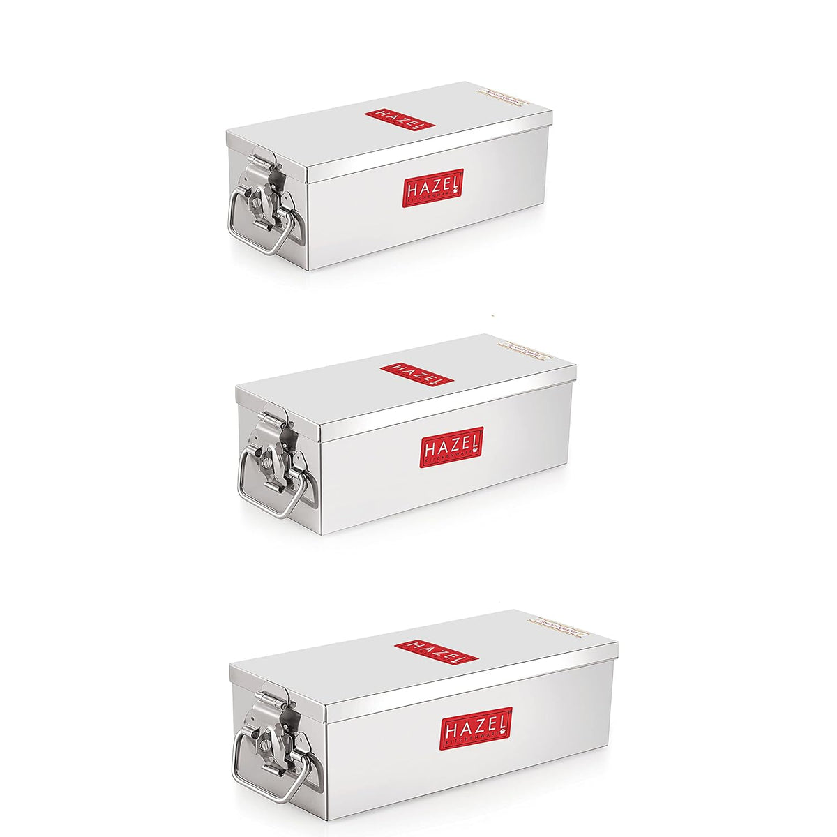 Stainless Steel Jewellery Box Organisers For Women, Cash Box For Home & Shop Counter With Locking System & Glossy Finish, Set Of 3