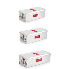 Stainless Steel Jewellery Box Organisers For Women, Cash Box For Home & Shop Counter With Locking System & Glossy Finish, Set Of 3