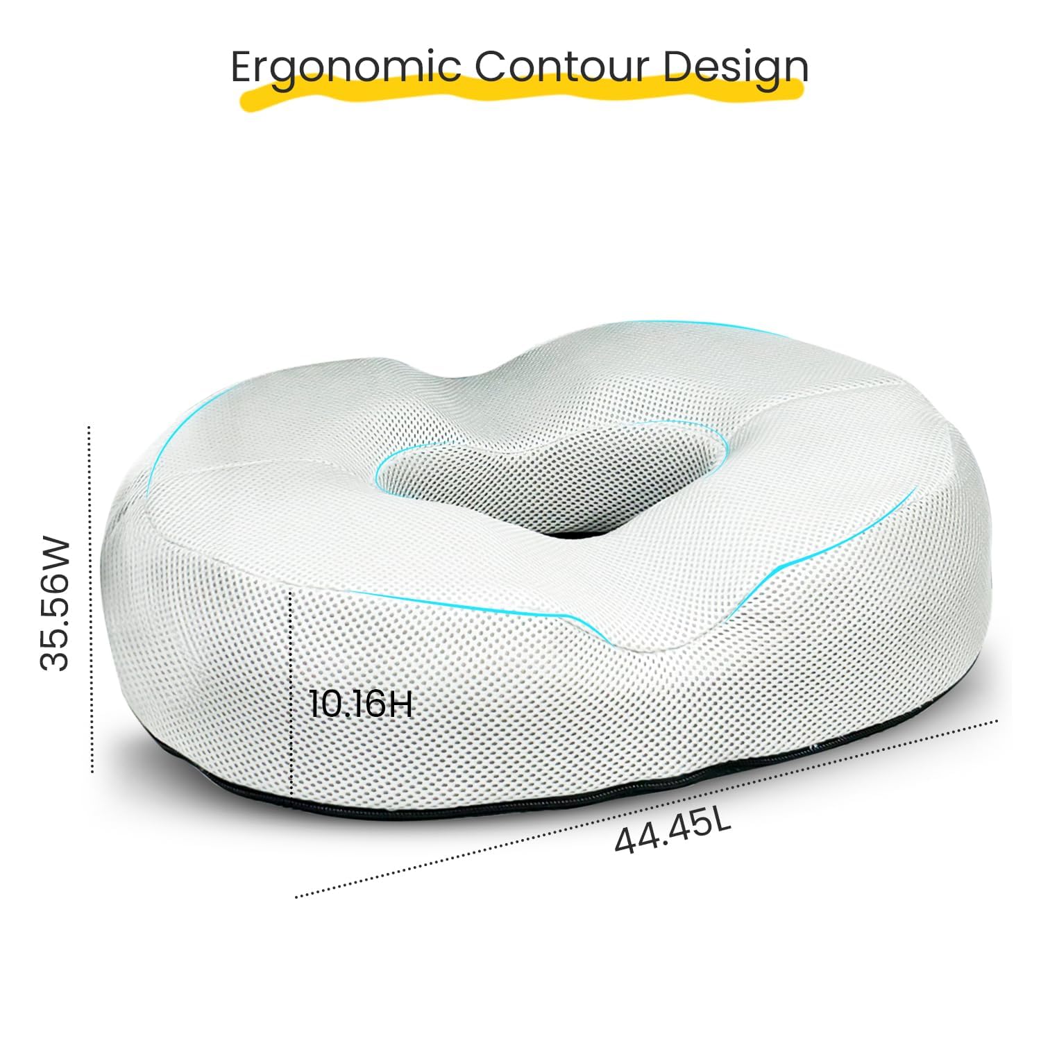 Donut Pillow For Tailbone Pain, Gel Memory Foam Pillow, Coccyx Seat Cushion, Grey | Coccyx Seat Cushion For Chair - Hemorrhoid & Piles Pillow, Car Seat, For Head, Back, Neck Use