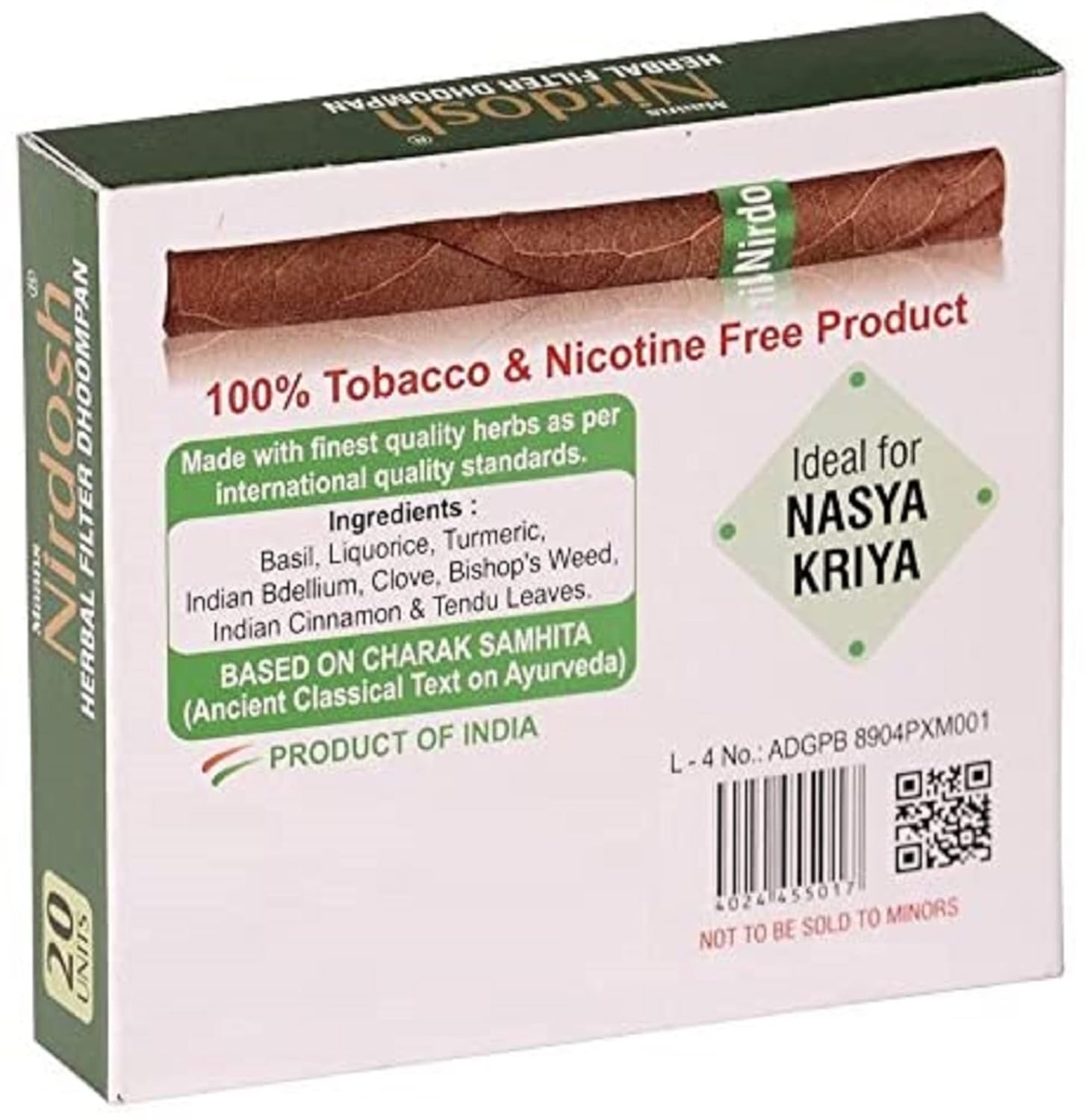 Herbal Filter Dhoompan Cigarette For Quit Smoking - Pack Of 5X 20 Cigarette Sticks | No Addiction Handmade Herbal Cigarette - Tobacco & Nicotine Free