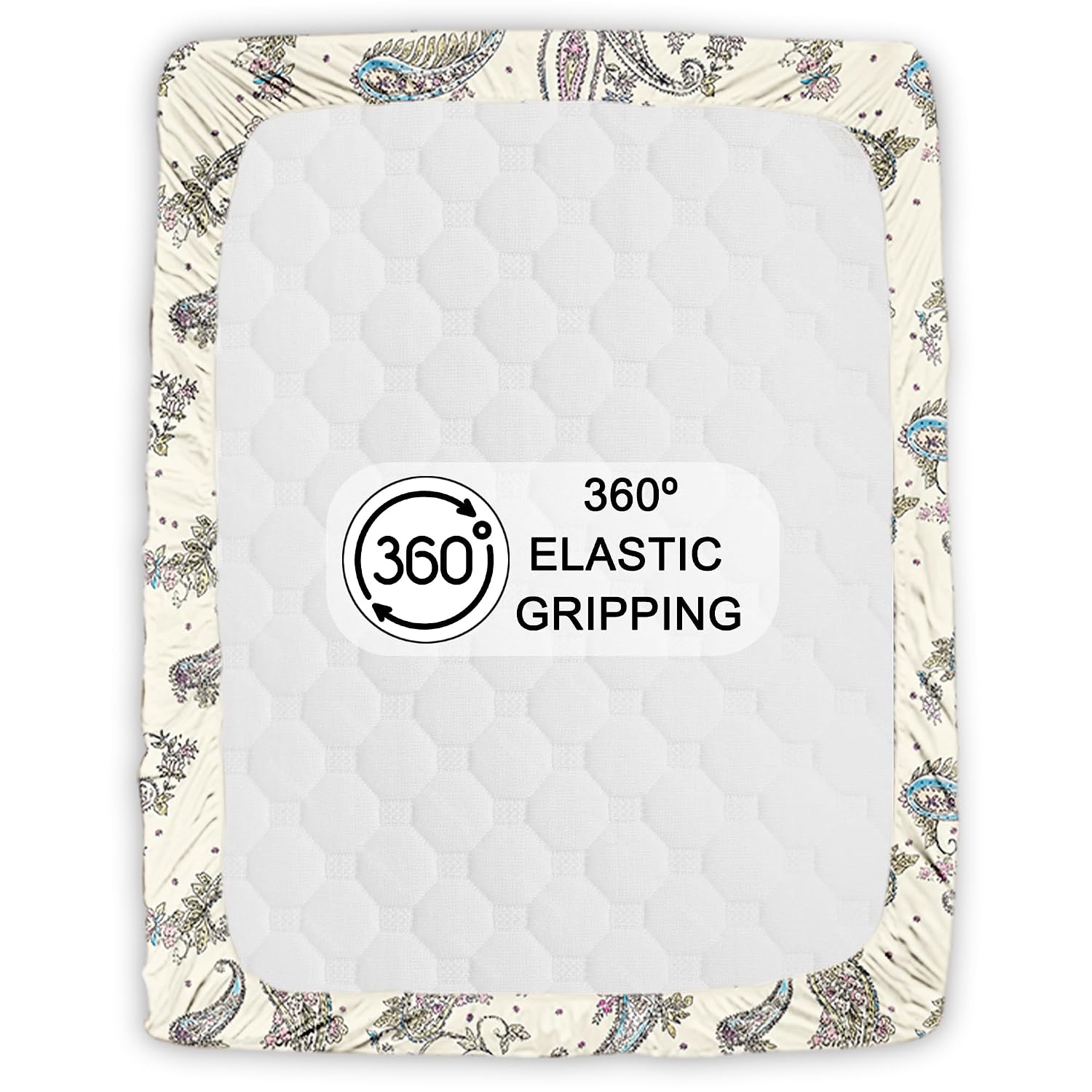 All Around Elastic Fitted Bedsheet With 2 Matching Pillow Covers - 60 X 72 Inches, Ivory | Long Lasting Use & Everyday Luxury | Ideal For All Seasons