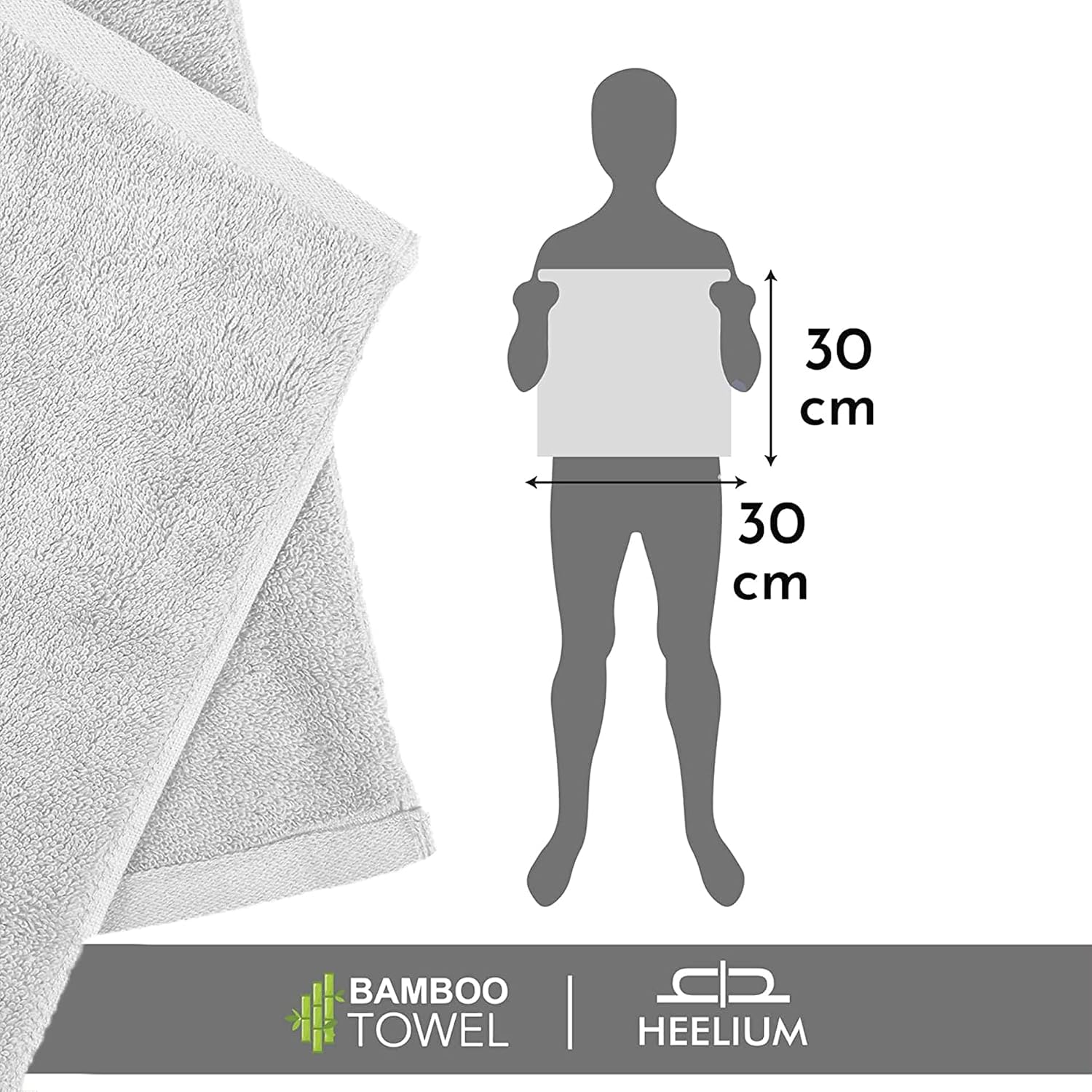 Heelium Bamboo Face Towel 600 Gsm | Ultra Absorbent & Odour-Free 3x Softer Than Cotton Towels | Pack Of 3 -Light Grey, White & Iris